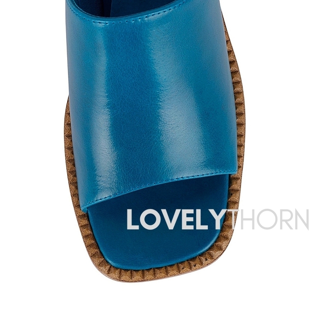 JEFFREY CAMPBELL // platform slide heel concert mule blue natural polish stack - Picture 3 of 6